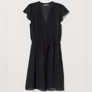 NWT H&M Black Chiffon Dress with Tie Belt